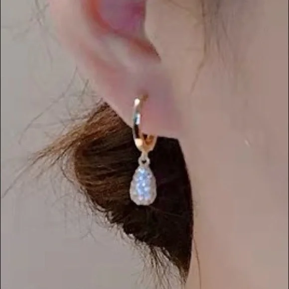 💎 Teardrop dangle Earrings - minimalist basic elegant simple - Picture 2 of 4